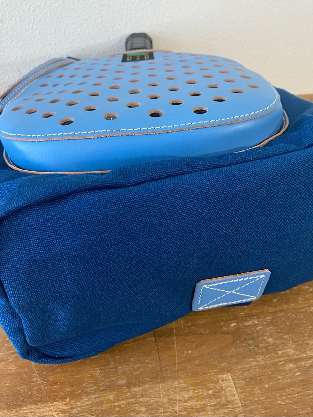 Dooney and Bourke Pickleball Sling Bag French Blue Leather and Canvas
